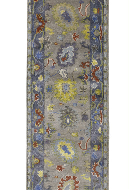 Handmade Oushak Floral Runner Rug 2'5X9'9 ft Colorfast Kitchen Carpet