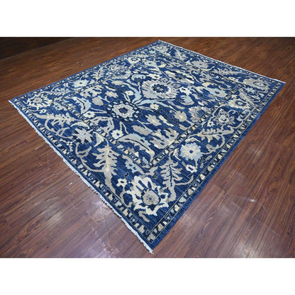 8'3"X9'8" Honorable Blue Wool Hand Knotted Peshawar Mahal Design Rug