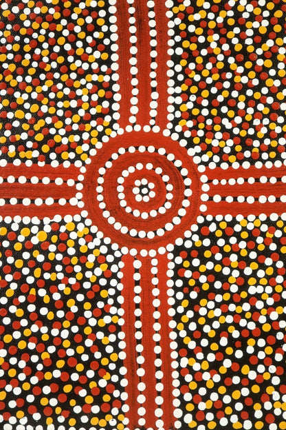 Paddy Bird Jungala "Mulga Seed" Aboriginal Dot Painting Acrylic On Canvas Signed