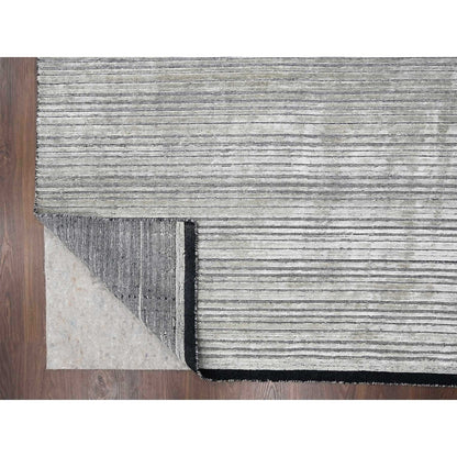 9'1"X12'1" Taupe Wool And Silk Hand Loomed Modern Design Oriental Rug