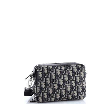 Christian Dior Double Zip Crossbody Pouch Oblique Canvas