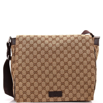 Gucci Flap Messenger Bag Gg Canvas Large