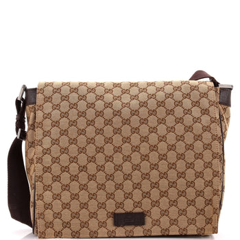 Gucci Flap Messenger Bag Gg Canvas Large