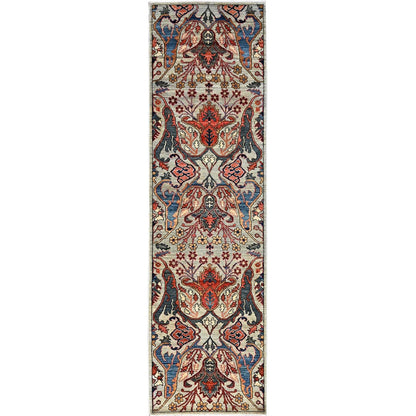 2'9"X9'10" Castle Gray Bijar Garus Design All Wool Hand Knotted Runner Rug