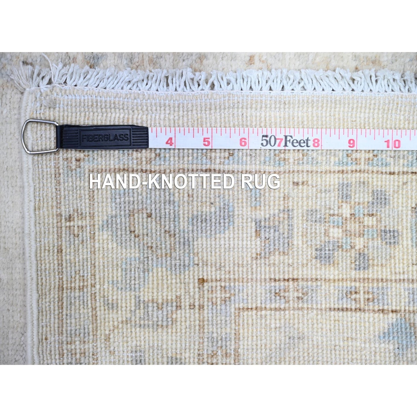 2'4"X11'7" Ivory White Wash Peshawar Wool Hand Knotted Runner Rug