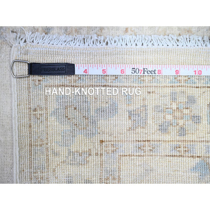 2'4"X11'7" Ivory White Wash Peshawar Wool Hand Knotted Runner Rug