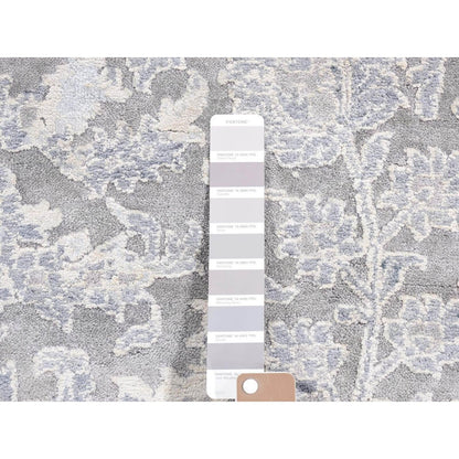 9'X12' Ash Gray Broken Kishoon Wool With Pure Silk Hand Knotted Rug