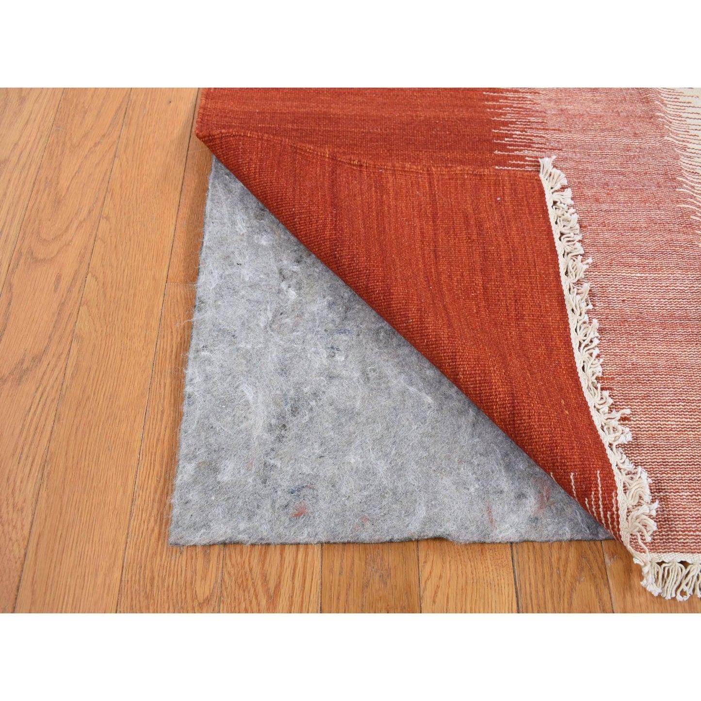 8'X10'2" Ivory 100% Wool Flat Weave Durie Kilim Hand Woven Reversible Rug