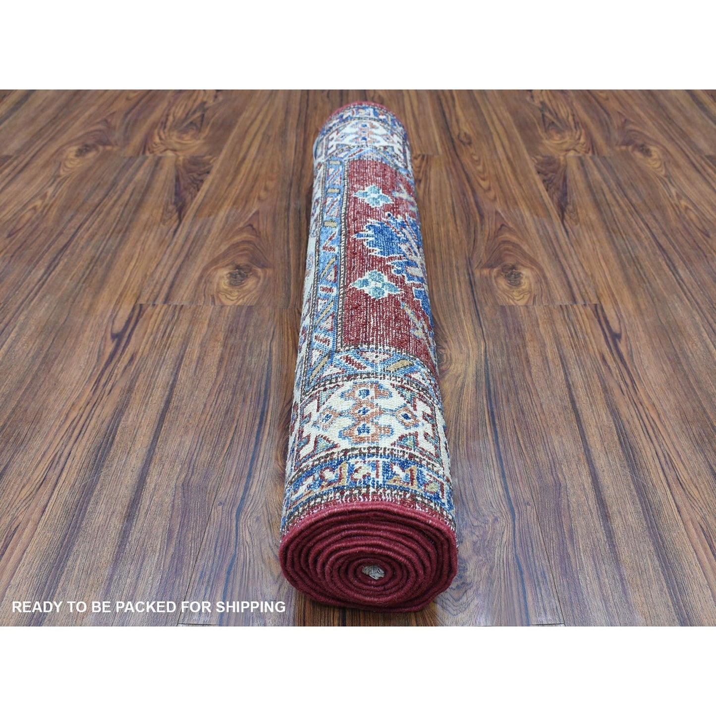 2'7"X8'10" Wool Hand Knotted Red Super Kazak Tribal Medallions Runner Rug