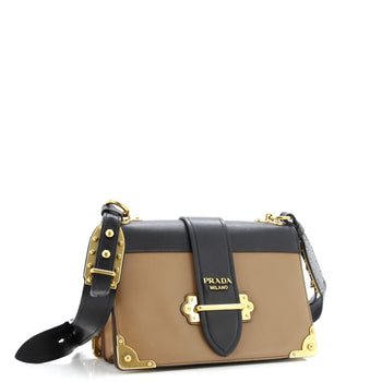 Prada Cahier Crossbody Bag Leather And Saffiano Leather Large
