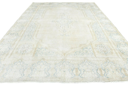 Handmade Muted Floral Distressed Oriental Rug