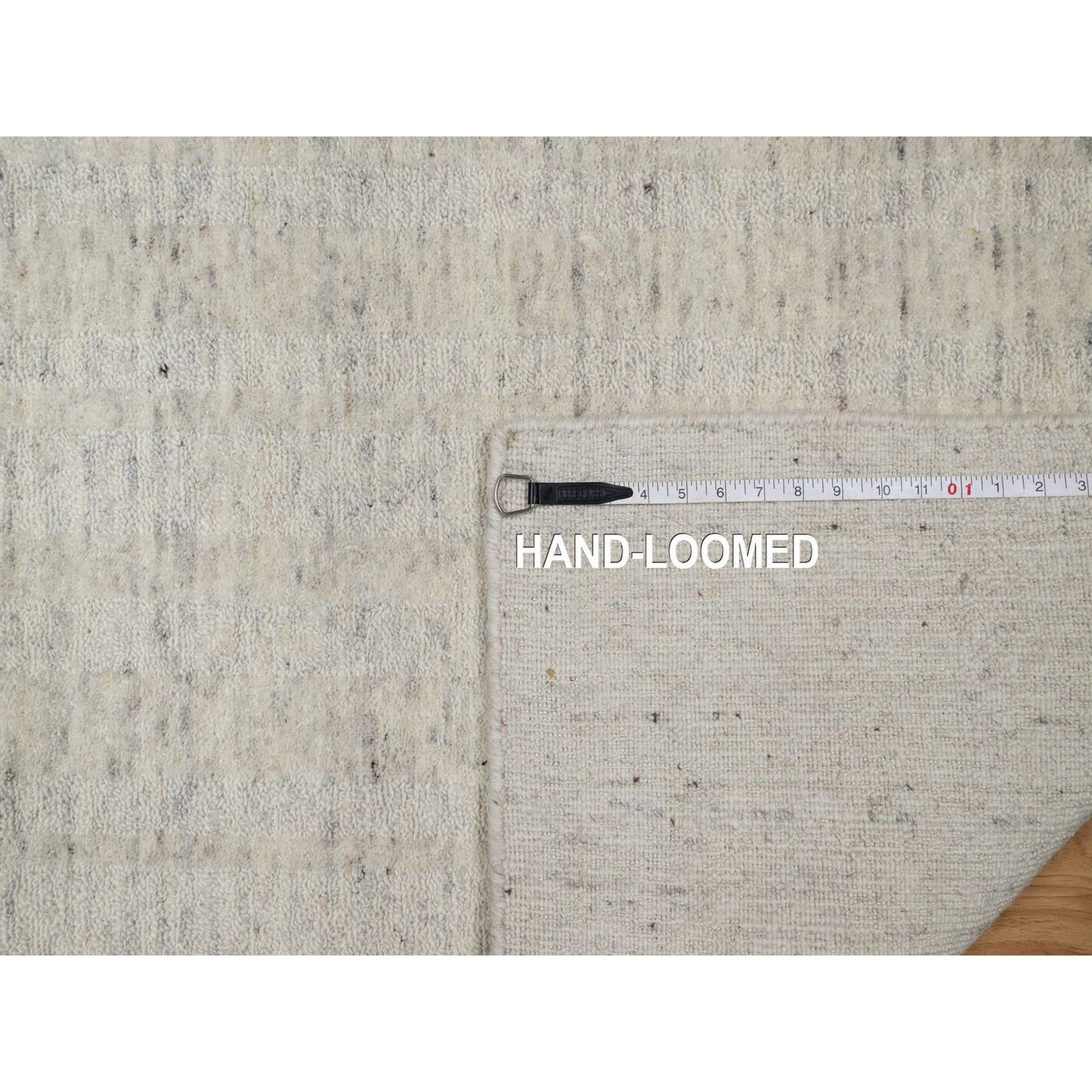 2'8"X8' Ivory Natural Wool Vertical Stripes Design Hand Loomed Runner Rug