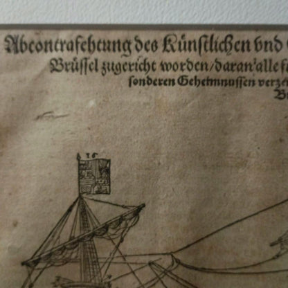 Sebastian Munster Woodcut 1628 Ship Of Emperor Charles V Rare Antique Print