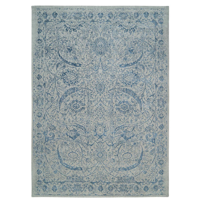 10'X14' Fine Jacquard Wool And Plant Based Silk Hand Loomed Gray Rug