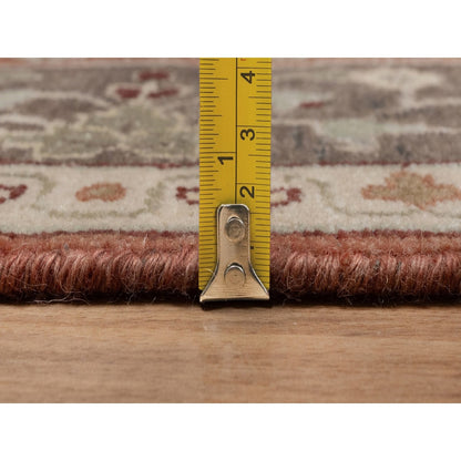 3'X5'1" Rust Red Wool Rug Antiqued Tebraz Haji Jalili Design Hand Knotted