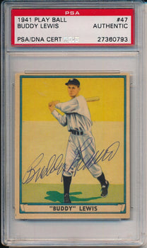 1941 Play Ball #47 Buddy Lewis Nationals Signed/Autographed Psa/Dna 149579