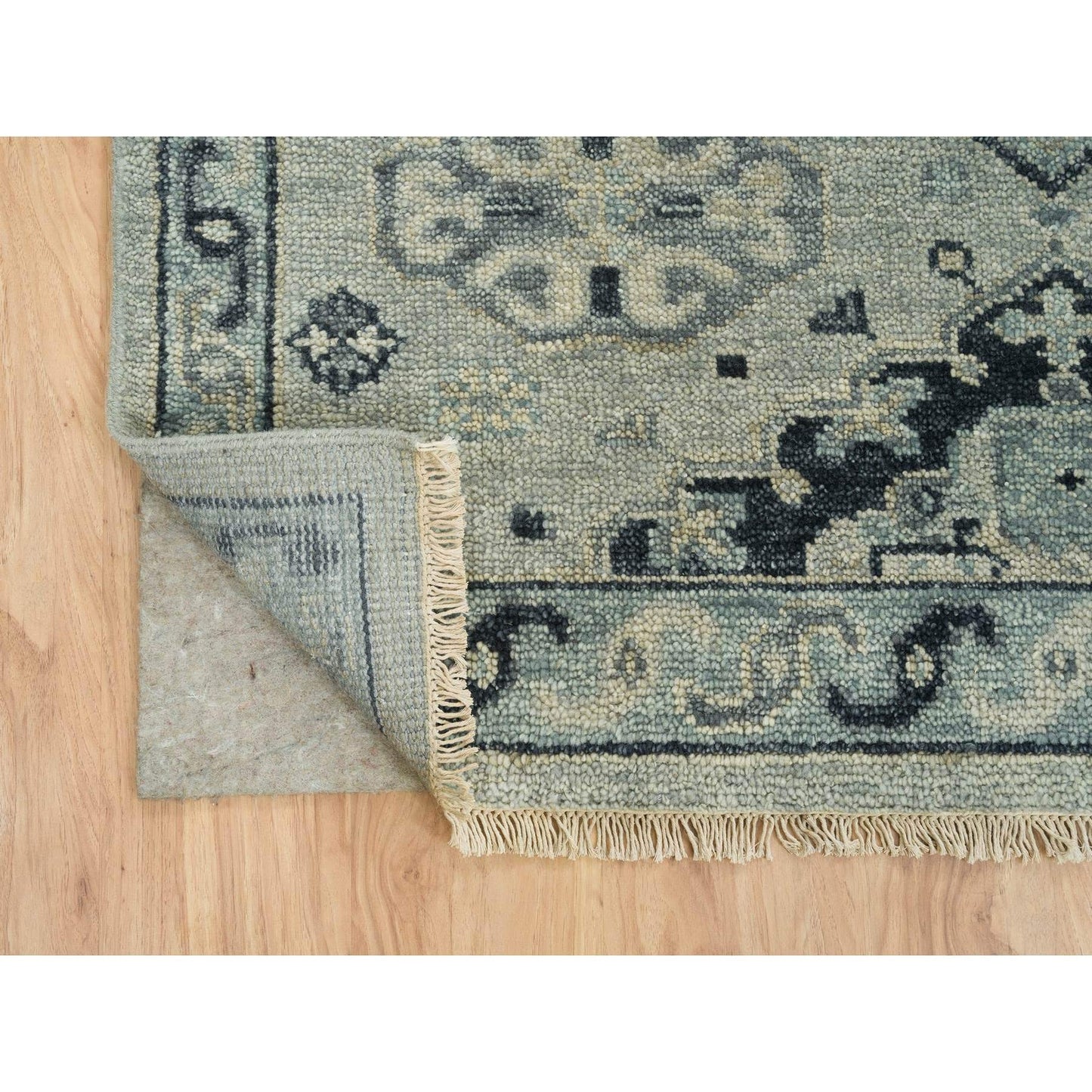 8'10"X12' Silver Gray Extra Soft Wool Hand Knotted Anatolian Design Rug