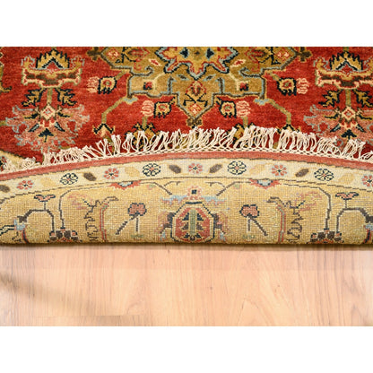7'9"X7'9" Red Karjihooz Design Hand Knotted Pure Wool Oriental Round Rug