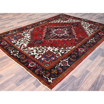 6'7"X9'2" Spanish Red Antique Organic Wool Hand Knotted Oriental Pile Rug