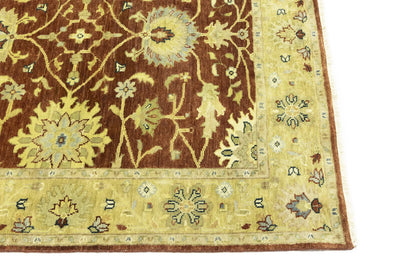 Rust Oushak Chobi Hand-Knotted Wool Rug Floral