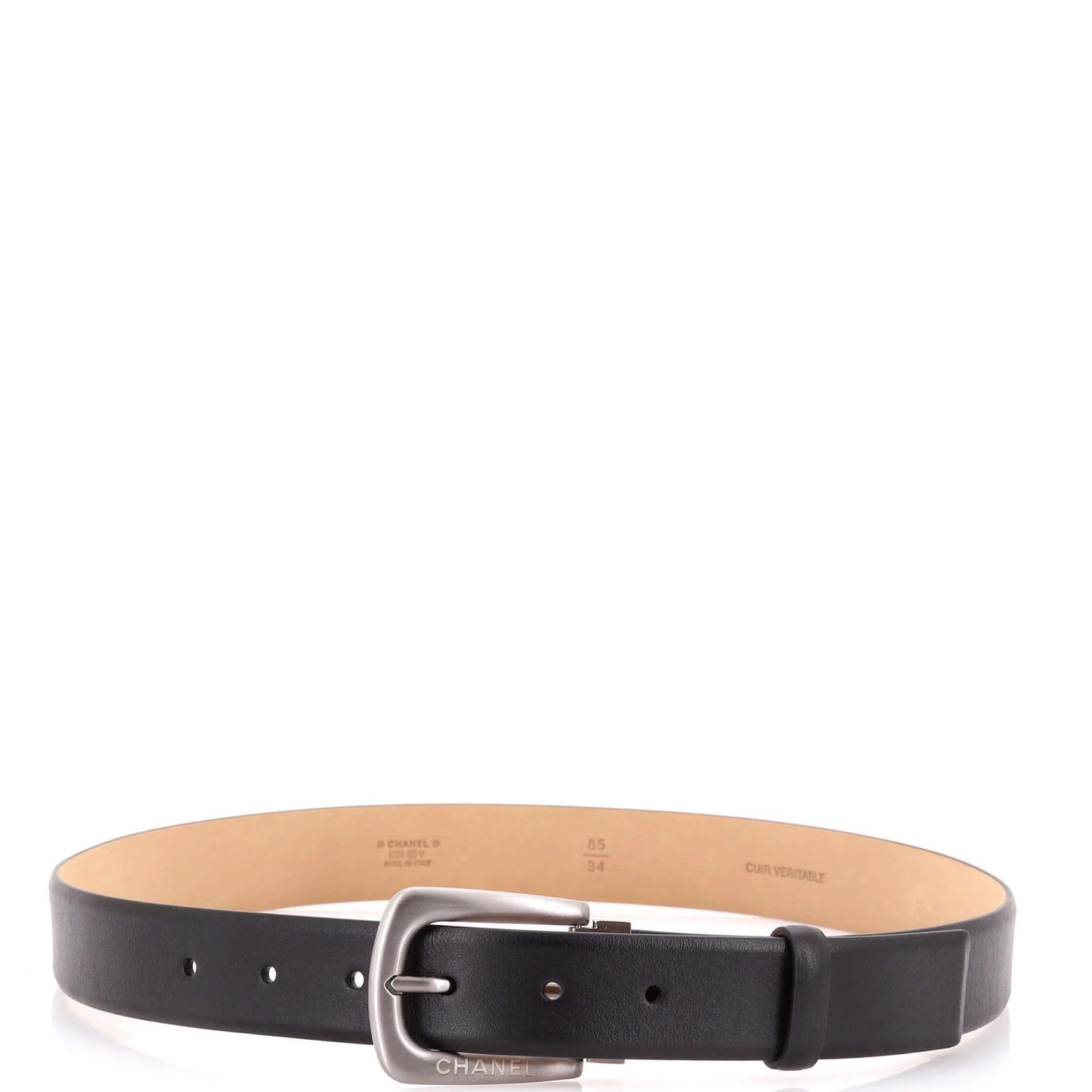 Chanel Metal Logo Belt Leather Medium