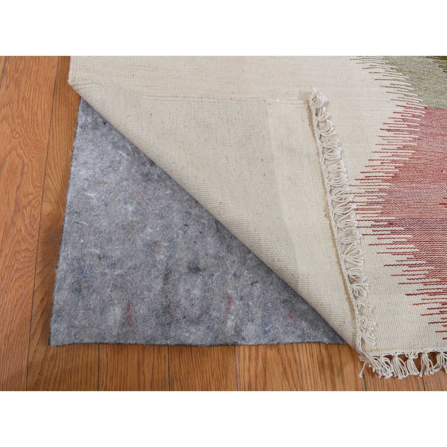 Rug 10'x14'7" Ivory Wool Flat Weave Durie Kilim Hand Woven Reversible