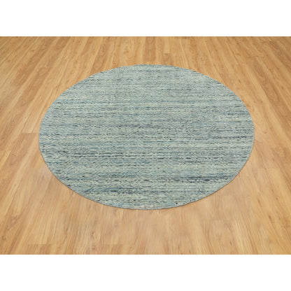 6'X6' Hand Loomed Variegated Text Design Round Wool Modern Oriental Rug