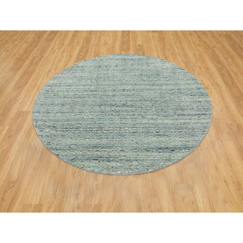 6'X6' Hand Loomed Variegated Text Design Round Wool Modern Oriental Rug