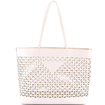 Prada Triangle Logo Shopper Tote Laser Cut Leather Medium