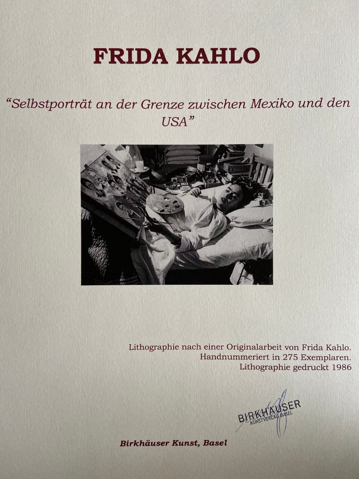 Frida Kahlo Lithograph Coa Certified Signed Numbered By Hand