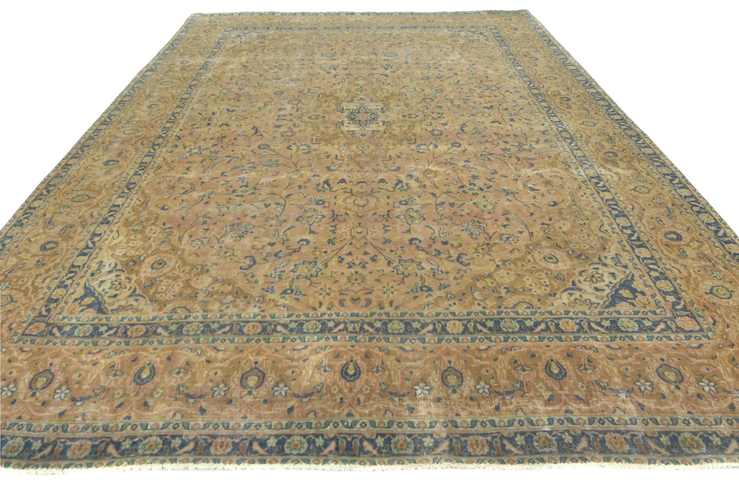 Hand-Knotted Distressed Vintage 9X12 Ft