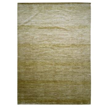10'X14' Honey Brown Modern Grass Design Hand Knotted Wool And Silk Rug
