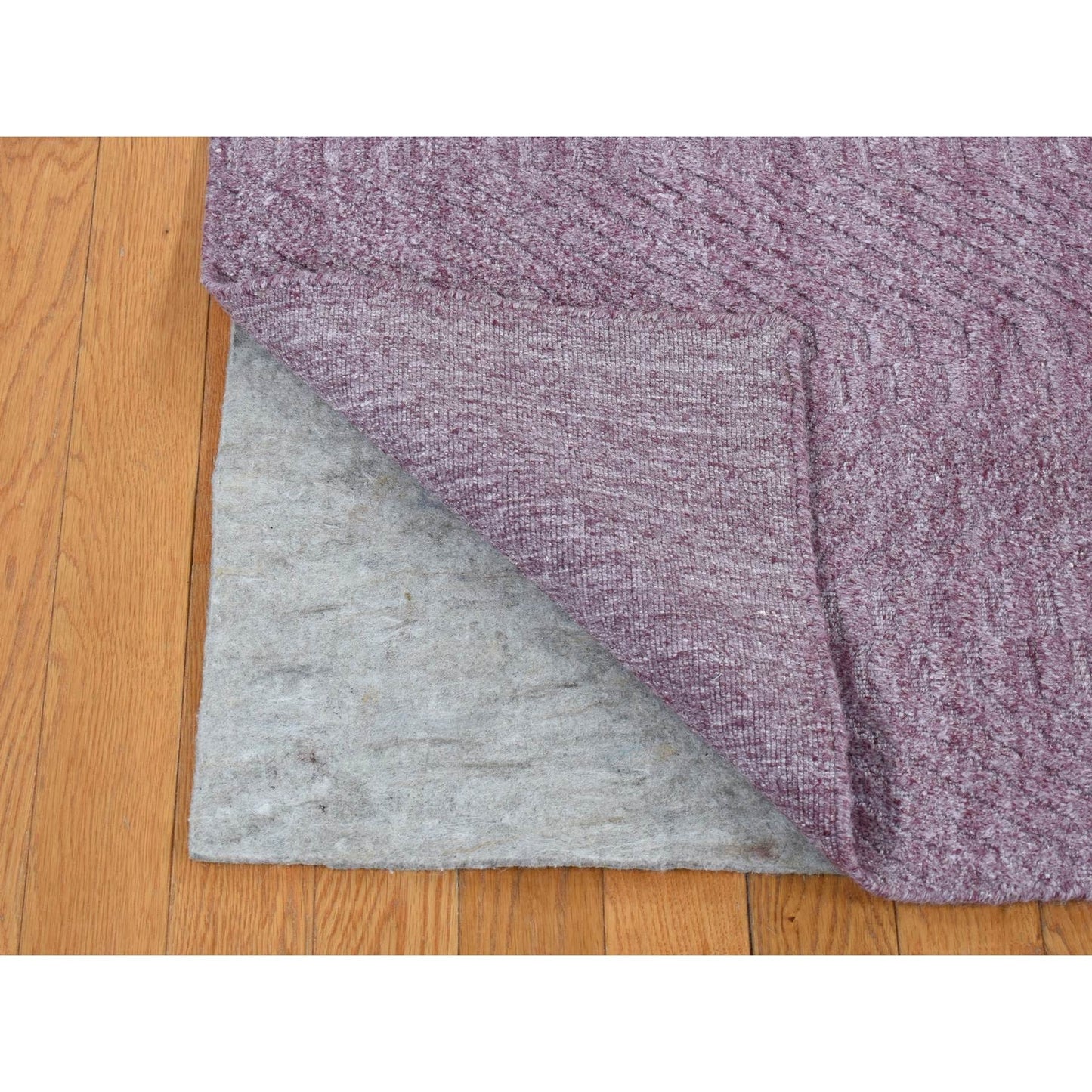 8'X10'1" Liserian Purple Hand Loomed Pure Wool Tone On Tone Oriental Rug