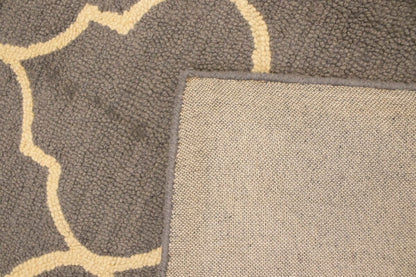 5X8 Ft Hand-Tufted Taupe Trellis Rug Wool Plush