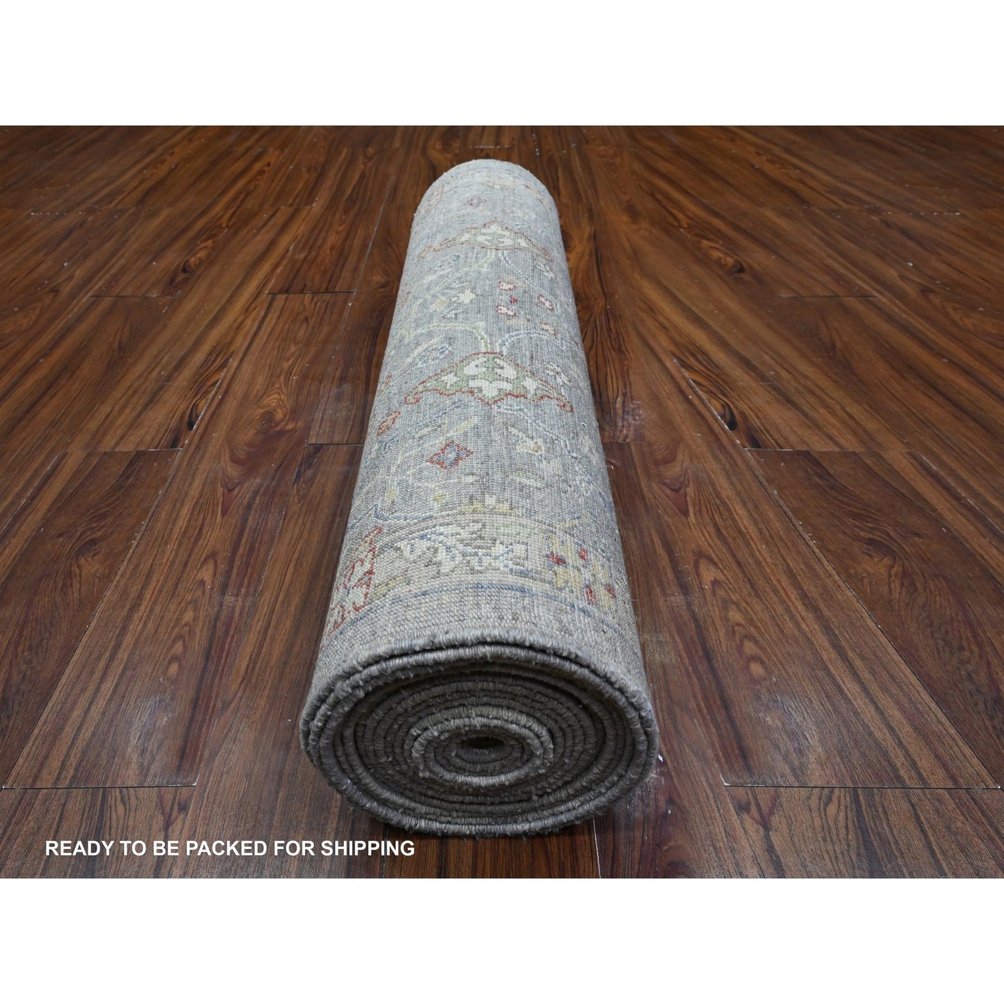 3'X19'9" Echo Gray Fine Aryana Collection Xl Runner Oriental Rug