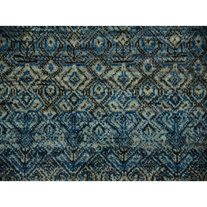 10'X10' Blue 100% Wool Hand Knotted Kohinoor Herrita Design Round Rug