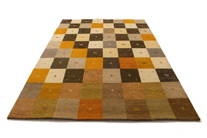 Modern Gabbeh Rug Multicolored Tribal Checker