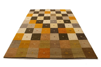 Modern Gabbeh Rug Multicolored Tribal Checker