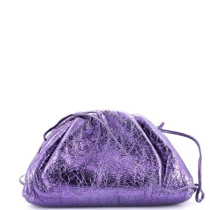 Bottega Veneta The Pouch Crinkled Metallic Leather Mini