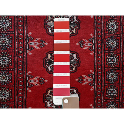 2'X6' Chili Red Princess Bokara Soft Wool Hand Knotted Narrow Runner Rug