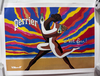 Perrier "Couple Dansant" Authentic Original  Bernard Villemot Vintage Poster