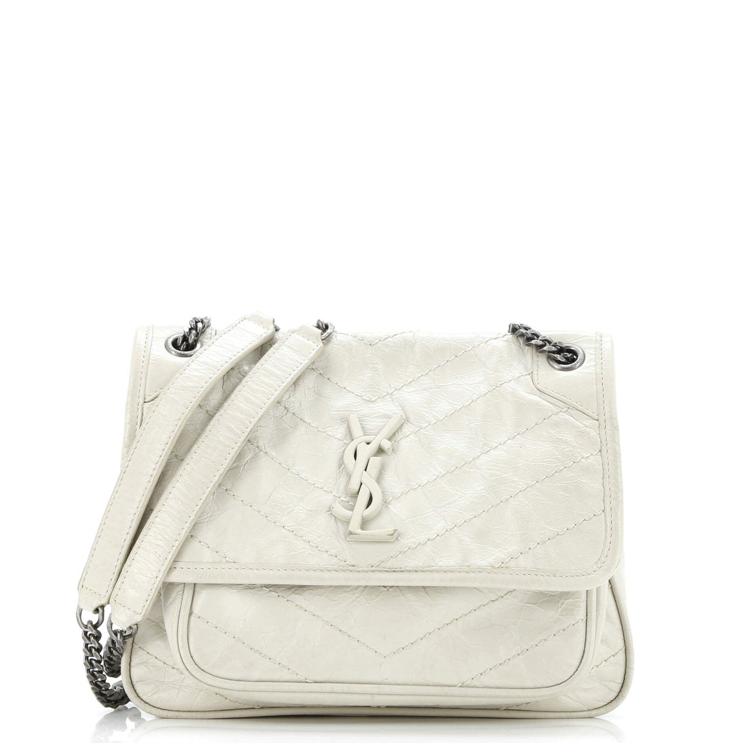 Saint Laurent Niki Chain Flap Bag Matelasse Chevron Leather Baby