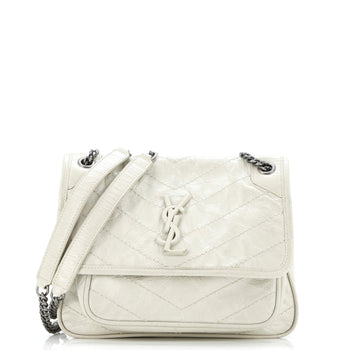 Saint Laurent Niki Chain Flap Bag Matelasse Chevron Leather Baby