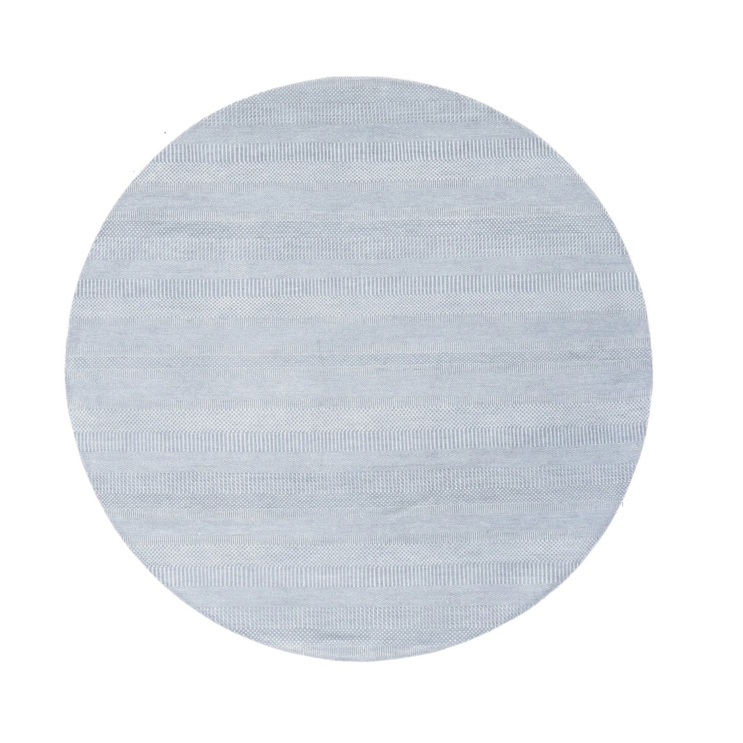 Rug 7'9"x7'9" Ivory Modern Grass Design Wool and Silk Hand Knotted Round