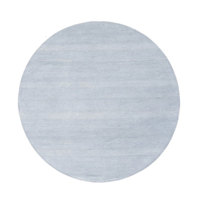 Rug 7'9"x7'9" Ivory Modern Grass Design Wool and Silk Hand Knotted Round