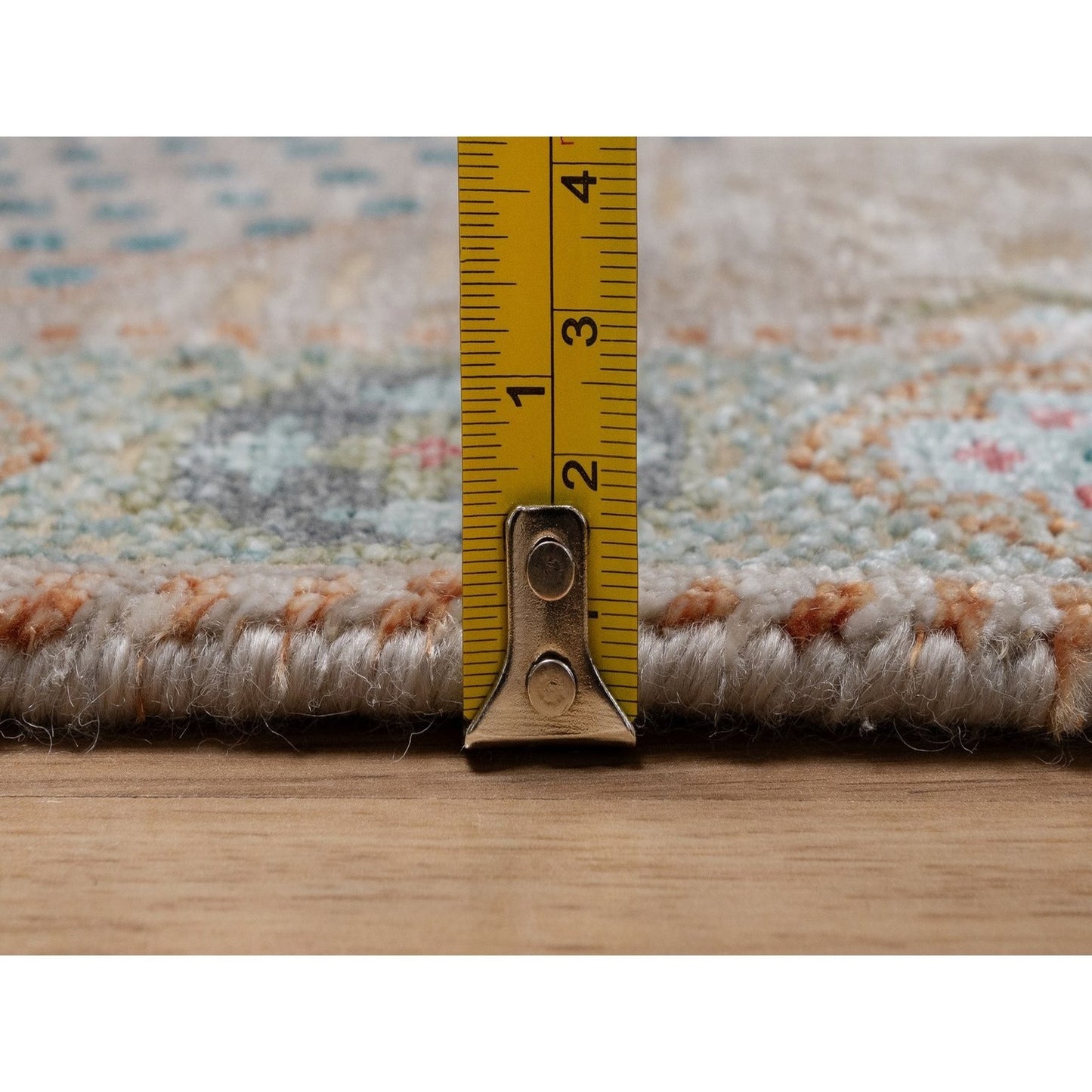 2'7"X10' Khaki Brown Hand Knotted Rug Mamluk Design Wool And Silk Runner