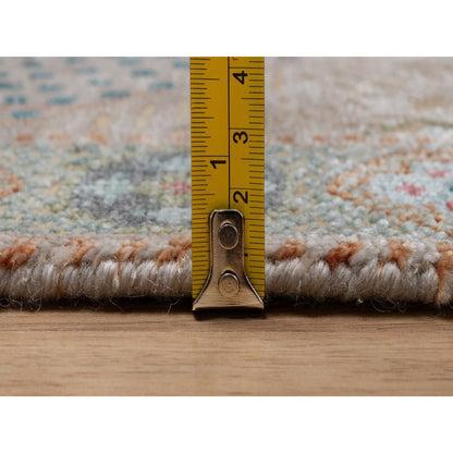 2'7"X10' Khaki Brown Hand Knotted Rug Mamluk Design Wool And Silk Runner