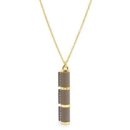 Hermes Charniere Gm Long Necklace Etoupe Gold
