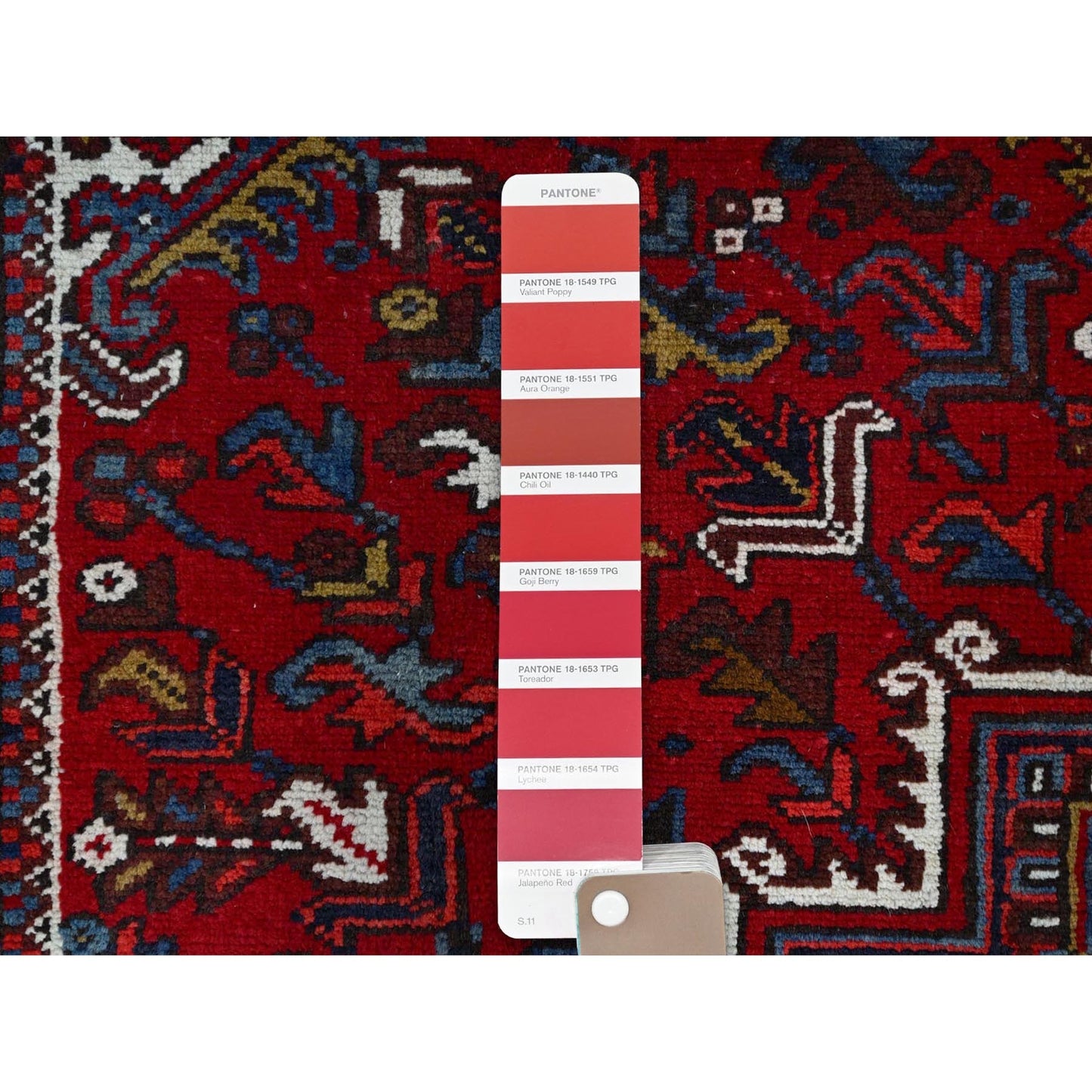 7'9"X10'9" Ruby Red With Geometric Medallion Tribal Weave Oriental Rug