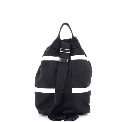 Saint Laurent Rive Gauche Drawstring Sling Bag Stripe Canvas Medium